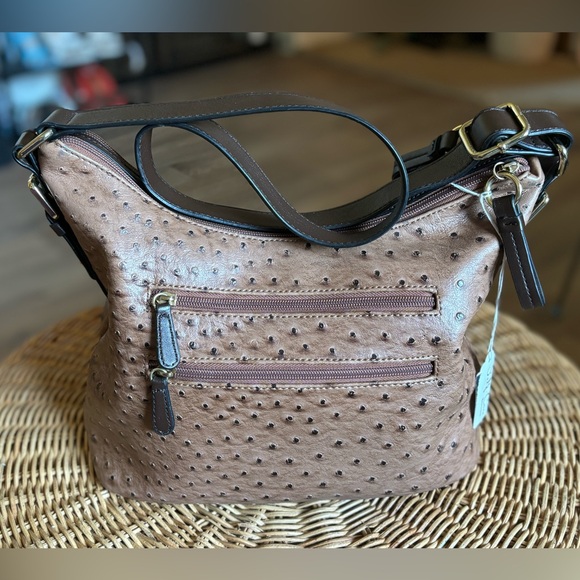 GIANI BERNINI OSTRICH SKIN SHOULDER BAG - Picture 2 of 11